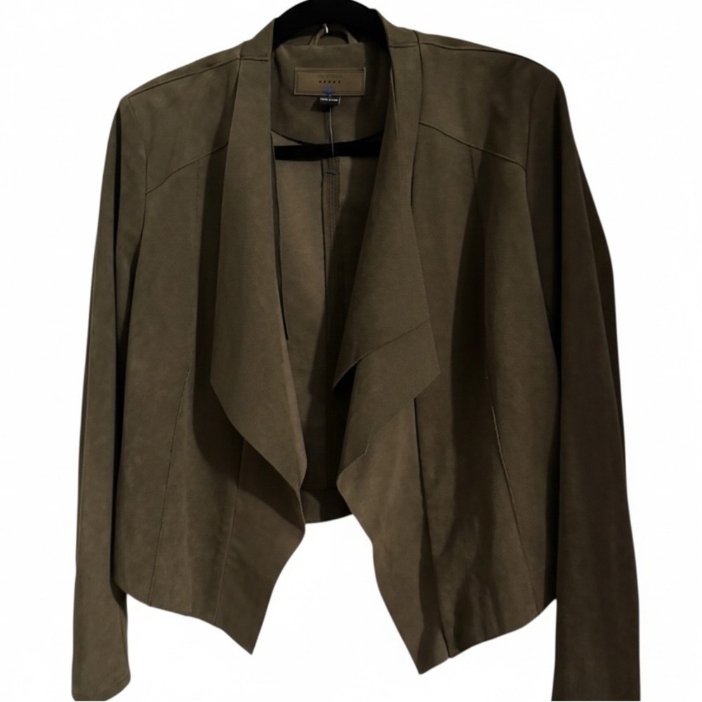 BLANK NYC Drape Front Faux Suede Jacket - olive green - Picture 4 of 5